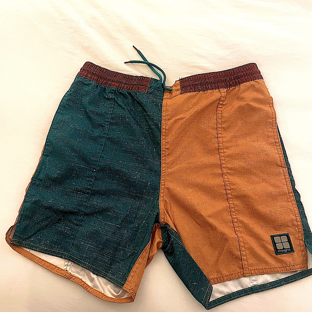 Insight Dual-Tone Teal and Orange Swim Trunks